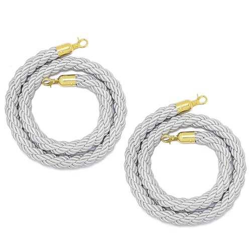 Absperrseile, 2er-Set – 3 m lange Absperrseile zur Kontrolle von Menschenmengen mit goldenen/silbernen Karabinerhaken for das Eventmanagement(Gold Hook,275cm) von ZGHQHCDRH