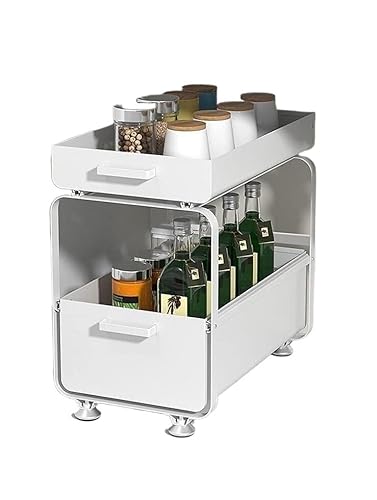 Abtropfgestell, Multifunktionales Lagerregal, Küchenschrankregal, ausziehbares doppellagiges Regal unter der Spüle zur Aufbewahrung von Küchenutensilien, Abtropfgestell(Black) von ZGHQHCDRH