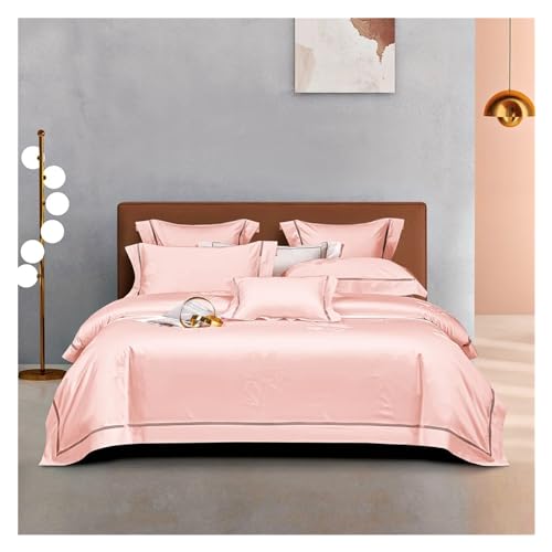 Bettwäsche-Set bestehend aus vier Teilen: Europäisches Dunkelgold-Satin-Bettbezug-Set aus ägyptischer Baumwolle, 4-teilig, Jacquard, Queen-Size-Bettwäsche, Kissenbezüge(B,King size 2.0M Bed 4pcs) von ZGHQHCDRH