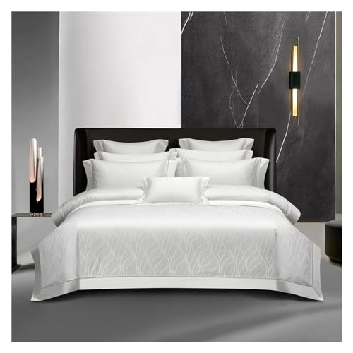 Bettwäsche-Set bestehend aus vier Teilen: Europäisches Dunkelgold-Satin-Bettbezug-Set aus ägyptischer Baumwolle, 4-teilig, Jacquard, Queen-Size-Bettwäsche, Kissenbezüge(C,Queen size 1.8M Bed 4pcs) von ZGHQHCDRH