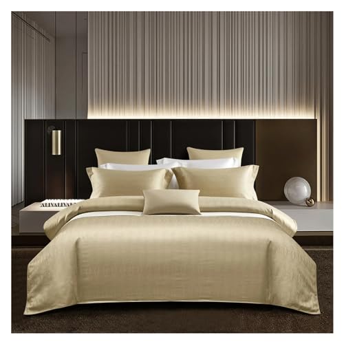 Bettwäsche-Set bestehend aus vier Teilen: Europäisches Dunkelgold-Satin-Bettbezug-Set aus ägyptischer Baumwolle, 4-teilig, Jacquard, Queen-Size-Bettwäsche, Kissenbezüge(E,King size 2.0M Bed 4pcs) von ZGHQHCDRH