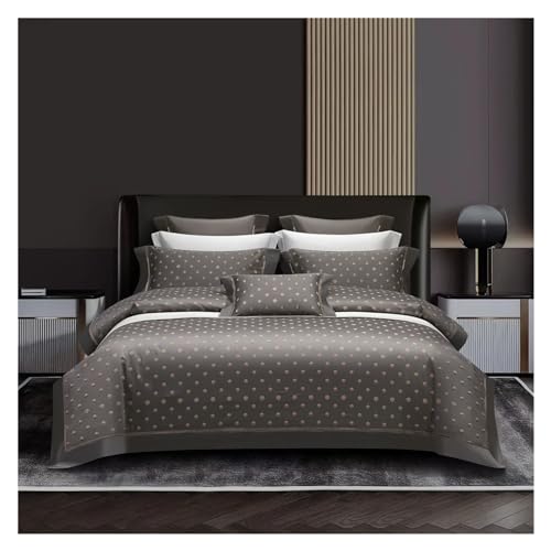 Bettwäsche-Set bestehend aus vier Teilen: Europäisches Dunkelgold-Satin-Bettbezug-Set aus ägyptischer Baumwolle, 4-teilig, Jacquard, Queen-Size-Bettwäsche, Kissenbezüge(F,Queen size 1.8M Bed 4pcs) von ZGHQHCDRH