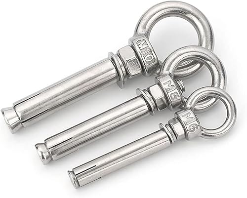 Dehnschrauben, 1 STÜCK, M8 Ringschraube aus 304 Edelstahl mit Schraube, rundem Ring, Hakenmutter und Unterlegscheibe for Aufhängen schwerer Gegenstände(M8x80mm) von ZGHQHCDRH