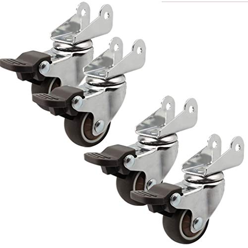 Drehbare Rollen, Gummirollen, Universal-Lenkrollen mit Bremse, geräuscharme Möbelräder, Kinderbettgestelle, Blumenständer, Hocker, Tasche, 4 Stück(1.5inch) von ZGHQHCDRH