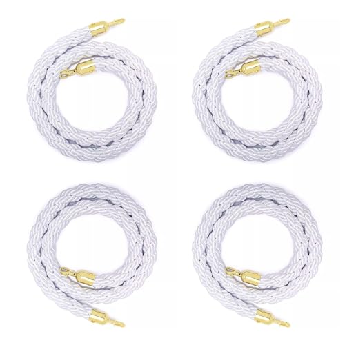 Elegantes weißes Hanfseil mit goldenen Haken – 3 bis 7 Fuß langes, gedrehtes Seil zur Kontrolle von Menschenmengen for das Eventmanagement, 1 Stück(210cm) von ZGHQHCDRH