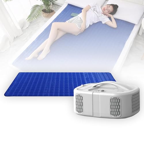 Elektrische Wassergekühlte Matratze, Tragbarer Bettkühler, Schlaf-Eiskissen Und Bettmatte Im Sommer, Temperaturbereich Von -12–7 °C, Geräuscharm + Komfortabel, Für Einzel-/Doppelbett.(Single pad) von ZGHQHCDRH