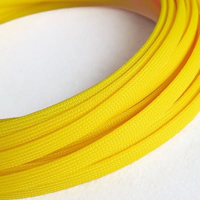 Geflochtene Kabelummantelung aus hochdichtem PET, 2–14 mm – erweiterbarer UV-Kabelschutz, flammhemmende geteilte Ummantelung(Uv Yellow,4MM*5 M) von ZGHQHCDRH