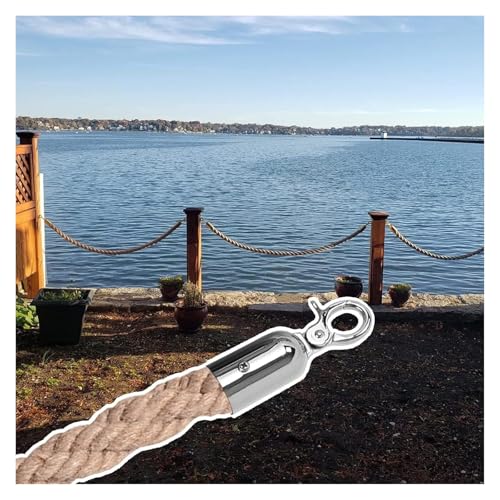 Geländerseil, Deck Twisted Hanf Absperrseile, Dicke Sicherheitshandlauf Seil Trennwand mit Karabinerhaken, Post Warteschlange Linie Barriere for Spielplatz, Eingang/(Silver) von ZGHQHCDRH