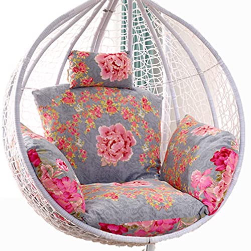 Hängesessel-Kissen, Hängesesselsitz for den Außenbereich, Dicker, waschbarer, großer Kissenbezug for Hängesessel mit Kopfstütze und Armlehnen(Peony) von ZGHQHCDRH