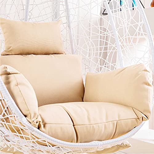 Hängesessel-Kissen, Hängesesselsitz for den Außenbereich, Dicker, waschbarer Kissenbezug for Hängesessel mit Kopfstütze und Armlehnen(Beige) von ZGHQHCDRH