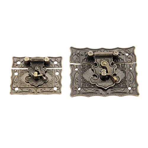 Hasp-Riegel, rechteckiger Türverschluss aus Antik-Bronze, Metallschloss, dekorative Schnalle, Schmuckhaken aus Holzkisten mit Schrauben(51x43mm) von ZGHQHCDRH
