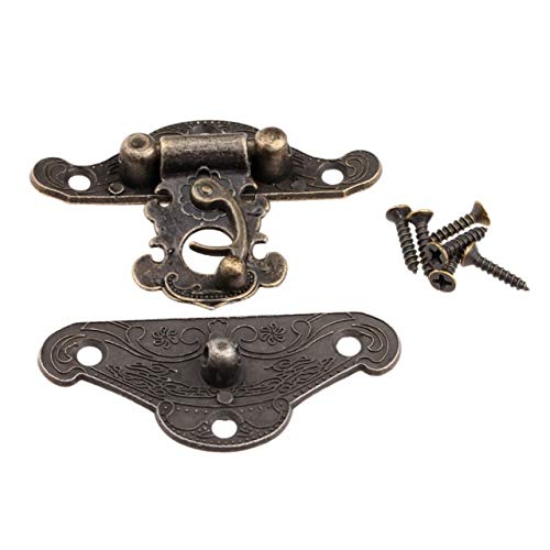 Haspenriegel, antike Metallschnalle, dekorative Türschnalle, 1 Stück, bronzefarbener Schlosshaken, Vorhängeschloss for Schmuckschatulle aus Holz mit Schrauben for Möbelbeschläge(47x37mm) von ZGHQHCDRH