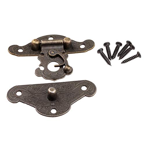 Haspenriegel, antike Metallschnalle, dekorative Türschnalle, 1 Stück, bronzefarbener Schlosshaken, Vorhängeschloss for Schmuckschatulle aus Holz mit Schrauben for Möbelbeschläge(66x54mm) von ZGHQHCDRH