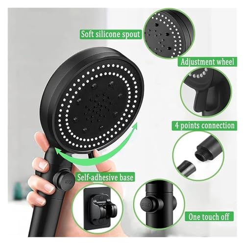 Hochdruck-Duschkopf, 5 Modi, Verstellbare Duschköpfe, Badezimmerzubehör Mit Schlauch, Wassersparende Sprühdüse Mit Ein-Tasten-Stopp Hochdruck-Duschkopf, 5 Modi, Verstellbare Duschköpfe, Badezimmerzubehör Mit Schlauch, Wassersparende Sprühdüse Mit Ein-Tasten-Stopp von ZGHQHCDRH