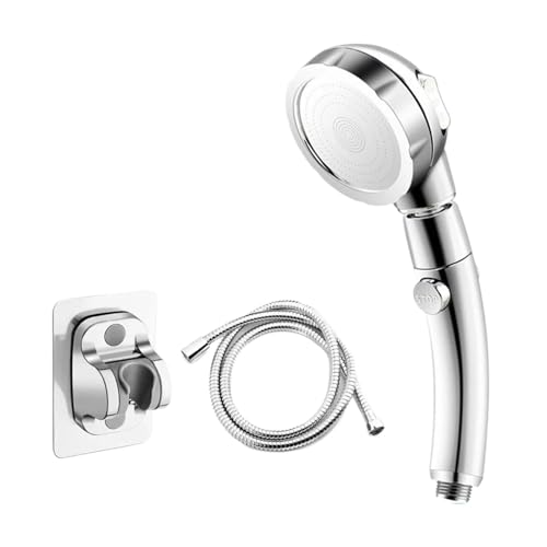 Hochdruck-Duschkopf-Set Mit Schlauch Und Halter, Golden, 3 Modi, Großer Durchfluss, Regenfall, Handbrause, Wasserhahn, Badezimmerzubehör(Silver Set) von ZGHQHCDRH