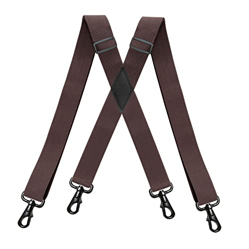 Hosenträger, 3,5 * 120 cm Mode Breite Herren Hosenträger Schwarz Haken Schnalle 4 Clip Stretch Männlich Jockstrap Arbeit Männer zubehör(Coffee) von ZGHQHCDRH