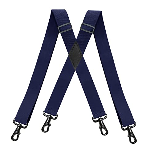Hosenträger, 3,5 * 120 cm Mode Breite Herren Hosenträger Schwarz Haken Schnalle 4 Clip Stretch Männlich Jockstrap Arbeit Männer zubehör(Dark Blue) von ZGHQHCDRH