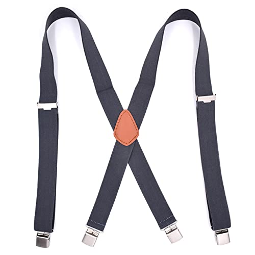 Hosenträger, Schwarze, strapazierfähige Hosenträger for Herren, verstellbare, elastische X-Back-Hosenträger, Herrenmode, Kleidungszubehör(Deep Grey) von ZGHQHCDRH