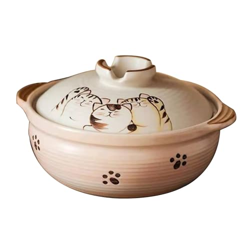 Keramiktopf, Auflauf Banko Steingut-Tontopf for Shabu, Keramik-Hot Pot for Dämpfen, Köcheln, langsames Schmoren(2L) von ZGHQHCDRH