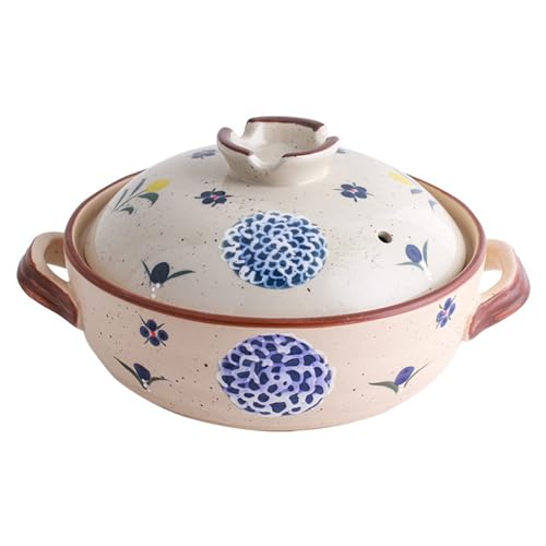 Keramiktopf, Tontopf, Hot Pot, Keramik-Auflauf, Steingut-Tontopf, hohe Temperaturbeständigkeit mit Deckel, rundes Keramik-Kochgeschirr(2.5L) von ZGHQHCDRH
