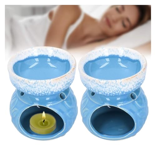 Kerzenhalter, 2 Stück Diffusor for ätherische Öle, Keramikbrenner, Keramikduftlampe, dekorativer Aromatherapie-HerdofenJYRS(Blu) von ZGHQHCDRH