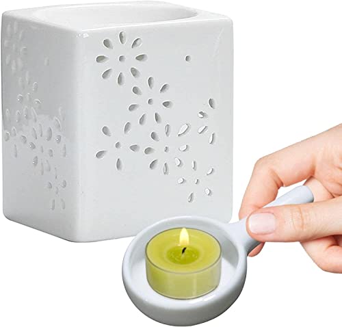 Kerzenhalter, Wachsschmelzbrenner | Ölbrenner Wachsschmelzwärmer | Kerzenwärmer aus Keramikwachs mit Kerzentablett for Spa und Aromatherapie von ZGHQHCDRH