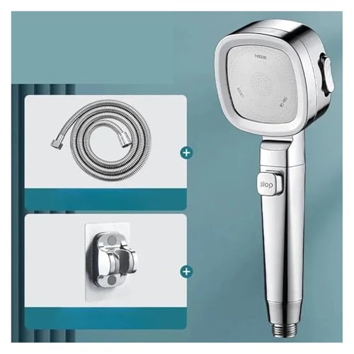 Kompatibel Mit Xiaomi, Duschkopf-Sparfunktion, Einstellbares Hochdruck-Wasserduschset, Wassermassageköpfe, Sprühgerät, Badezimmerzubehör(Silver set) von ZGHQHCDRH