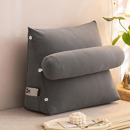 Lese-Kissen, Dreieckige Keil-Bettruhe, großes Lounge-Kissen for Erwachsene mit Rückenlehne und Nacken-/Armstütze, Rückenstütze mit Armlehnen, ideal for Lesen im Bett oder Fernsehen(Medium Gray,45 x 50 von ZGHQHCDRH