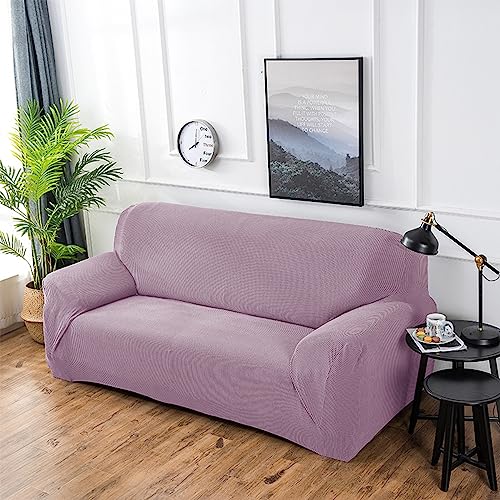 Lilafarbenes Sofabezug-Set aus Spandex, kleines kariertes Design, dehnbare 2-Sitzer- und 3-Sitzer-Couchbezüge mit Anti-Rutsch-Schaum und elastischer Unterseite, abnehmbarer und dicker Stoff, von ZGHQHCDRH