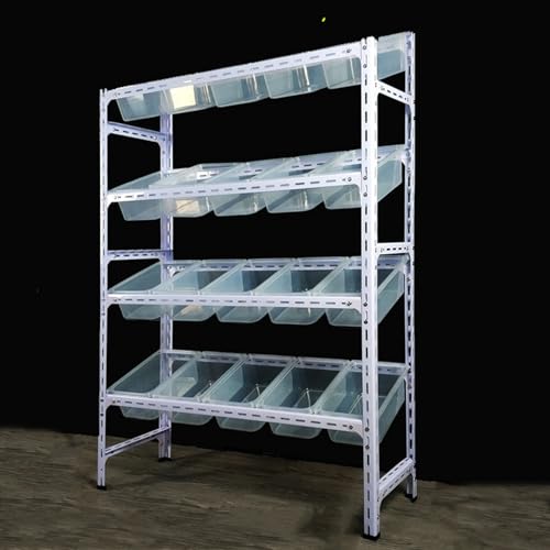 Produktpräsentationsregal, 4/5-stufiger Snack-Regal-Organizer, praktischer Lebensmittelaufbewahrungsständer aus Stahl for Supermarkt, Küche, Bauernmärkte, Speisekammer, Lebensmittelgeschäft(4 tier) von ZGHQHCDRH