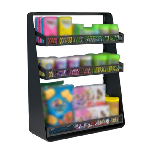 Produktpräsentationsregal, Arbeitsplatten-Einzelhandelsregal for Supermarkt-Kassen, schwarzes Snack-Süßigkeiten-Präsentationsregal mit höhenverstellbarem Korb von ZGHQHCDRH