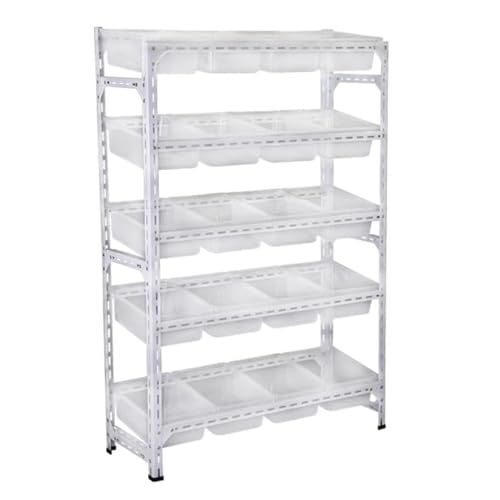 Produktpräsentationsregal, Freistehender Supermarkt-Regalschrank mit Kunststoffbox, Lebensmittellagerregal/Einzelhandelsregal-Ausstellungseinheit(4layer 100x75/39.4x29.5in) von ZGHQHCDRH