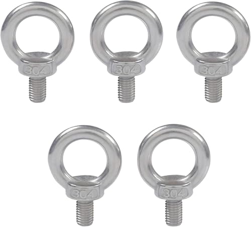 Ringschrauben, strapazierfähig, 5 Stück, M6 × 40 mm – 80 mm, verlängerte Edelstahl-Hebebolzenschraube for technische Geräte(M6x80mm) von ZGHQHCDRH