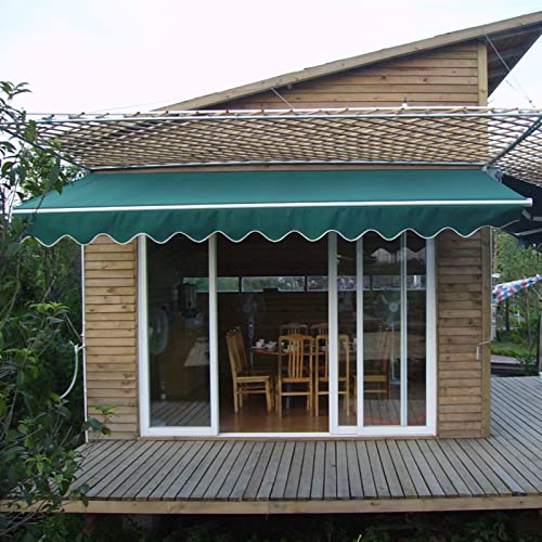Robuste, wasserdichte, einziehbare Gartenmarkise, Ersatzdach – Schattenabdeckung aus dunkelgrünem Polyester(13x11.5ft) von ZGHQHCDRH