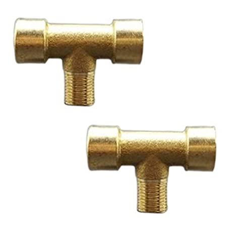 Schlauchverbinder, Stahl-T-Rohrverschraubungen 2 Stück BSP Weiblich Männlich 3-Wege-Verteiler Messingverschraubung Wasser Gas Öl DN6/8/10(F M F,1/8Inch) von ZGHQHCDRH