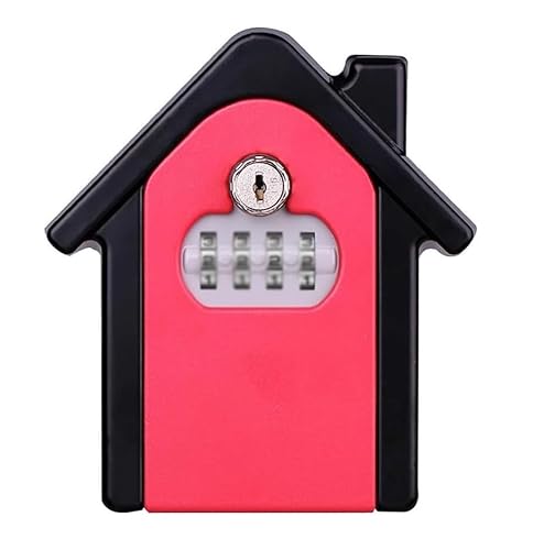 Schlüsselsicherung, Mit starkem 4-stelligen Zahlenschloss, Bester wetterfester sicherer Schlüsselkasten for den Außenbereich, for Innen- und, Zuhause, Büro, Garage, Schule, Fitnessstudio(Red) von ZGHQHCDRH