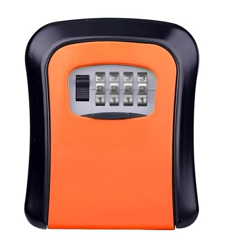 Schlüsselsicherung, Schließfach/Schlüsselkasten – mit Zahlenschloss und äußerer Schutzabdeckung, tragbarer Schlüssel-Safe Code for Zurücksetzen der Tabelle, Schlüsselschrankschlüssel(Orange) von ZGHQHCDRH