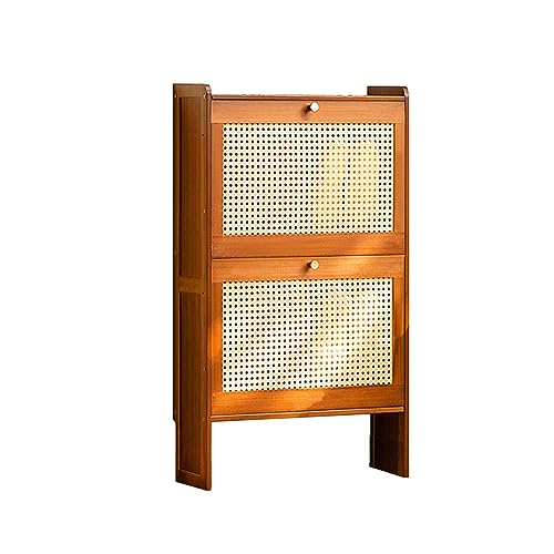 Schuhschrank, Holzregal for Zuhause, Schrank, Flur und Schlafzimmer. Schlanker Schuhschrank mit Rattan-Design for, Eingangsbereich, Lager(70 * 17 * 120cm) von ZGHQHCDRH
