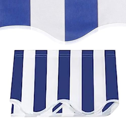 Strapazierfähiger Ersatzstoff for einziehbare Markisen mit Streifen – wasserdichtes Sonnenschutzdach aus Polyester for die Terrasse im Freien(Blue,600x300cm) von ZGHQHCDRH