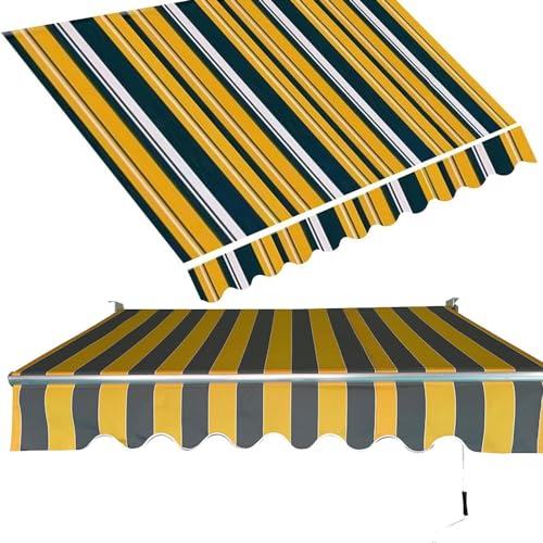 Strapazierfähiger Ersatzstoff for einziehbare Terrassenmarkisen – gelb-schwarz gestreift, wasserabweisendes Segeltuch mit UV-Schutz(400x300cm) von ZGHQHCDRH