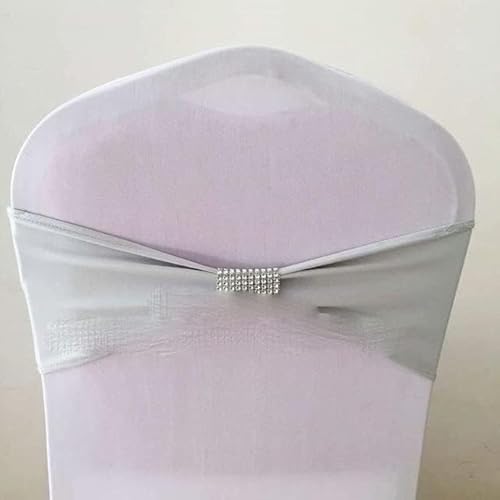Stuhl-Schleifen, Stuhlschärpen, 10 Stück, elastische Stuhlschärpen aus Spandex, Schleifen mit Diamantschnalle, Hotel-Party-Event-Dekoration, Stretch-Hochzeitsstuhlschärpen-Krawatte(Silver Grey) von ZGHQHCDRH