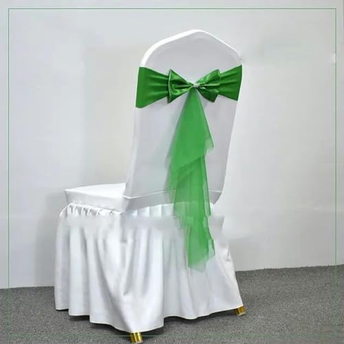 Stuhlschleifen， 10–50 Stück Spandex-Stuhlschärpen mit Stuhlschärpe, Hochzeitsgaze, Stretch-Stuhlschleifen for Bankett, Party, Event, Dekoration, Zubehör – einzelne Schleife(Single Bow Green,10 pcs) von ZGHQHCDRH