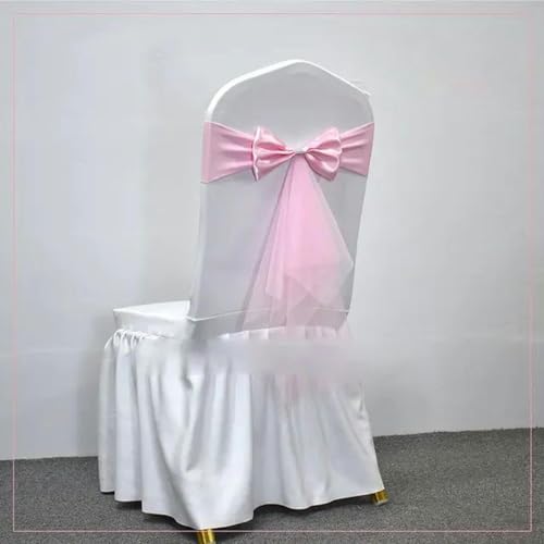 Stuhlschleifen， 10–50 Stück Spandex-Stuhlschärpen mit Stuhlschärpe, Hochzeitsgaze, Stretch-Stuhlschleifen for Bankett, Party, Event, Dekoration, Zubehör – einzelne Schleife(Single Bow Pink,50pcs) von ZGHQHCDRH
