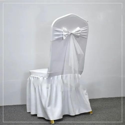 Stuhlschleifen， 10–50 Stück Spandex-Stuhlschärpen mit Stuhlschärpe, Hochzeitsgaze, Stretch-Stuhlschleifen for Bankett, Party, Event, Dekoration, Zubehör – einzelne Schleife(Single Bow White,50pcs) von ZGHQHCDRH