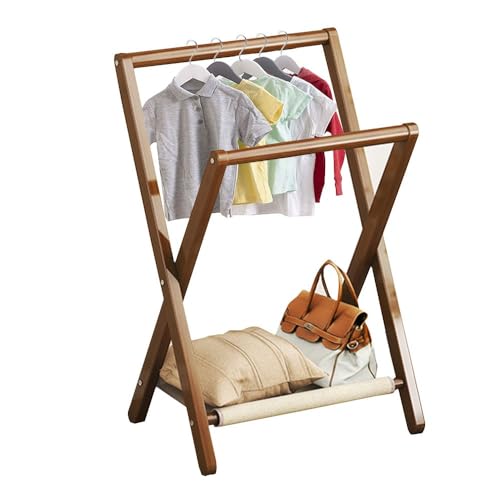 Stummer Diener für Kinder- und Babykleidung, zusammenklappbare Kleiderstange mit Doppelstange, offener Kleiderschrank – Kleiderständer für kleine Räume, mit Tablett, Kleiderbügel und Aufbewa Stummer Diener für Kinder- und Babykleidung, zusammenklappbare Kleiderstange mit Doppelstange, offener Kleiderschrank – Kleiderständer für kleine Räume, mit Tablett, Kleiderbügel und Aufbewa von ZGHQHCDRH