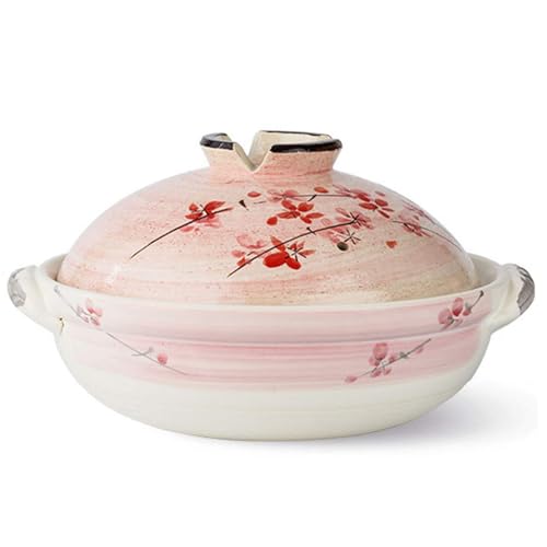 Tonauflaufform, Bunter Keramik-Hot Pot, hitzebeständiger Schmortopf mit Deckel, kleiner runder Steingut-Tontopf, Reiskocher for Eintopf, Suppennudeln(2.4L) von ZGHQHCDRH