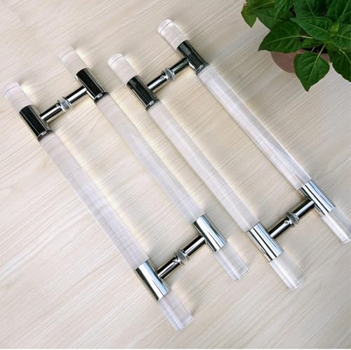 Vorderer Zug, Haltestange aus transparentem Acryl, rutschfeste Stange for Glastüren im Hauptbadezimmer, Dusche/Scheunenschiebetor mit Push-Pull-Funktion, Holztor, rund, modern(White,Length150CM) von ZGHQHCDRH