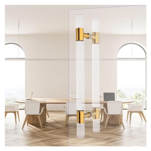 Vorderer Zug, Haltestange aus transparentem Acryl, rutschfeste Stange for Glastüren im Hauptbadezimmer, Dusche/Scheunenschiebetor mit Push-Pull-Funktion, Holztor, rund, modern(Yellow,Length80CM) von ZGHQHCDRH