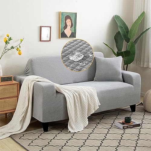 Wasserdichte Sofabezüge aus Spandex für 2- und 3-Sitzer-Relaxsofas, waschbar, dehnbar, für den Außenbereich, Ecksofabezug mit Anti-Rutsch-Schaum und elastischer Unterseite, Hellgrau, 2er-Set von ZGHQHCDRH