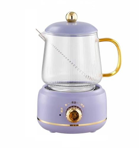 Wasserkocher, 600 ML Mini HGlass Automatisches Eindicken Glas Multifunktions-Elektrokocher Teekanne Geräuscharmes Kochen 360W(Purple) von ZGHQHCDRH
